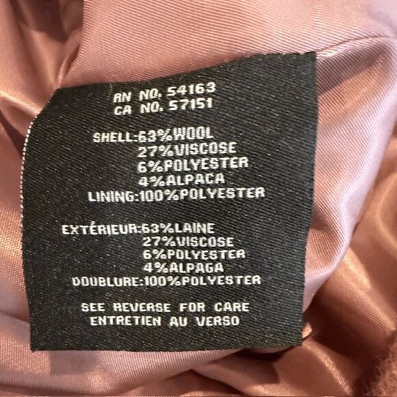 Cole Haan Wool Alpaca Blend Plush Coat Asymmetrical Button Pink Peony Size 8 - Picture 7 of 13